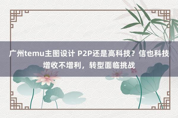 广州temu主图设计 P2P还是高科技？信也科技增收不增利，转型面临挑战