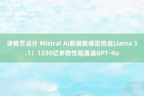 详情页设计 Mistral AI新旗舰模型挑战Llama 3.1！1230亿参数性能直逼GPT-4o